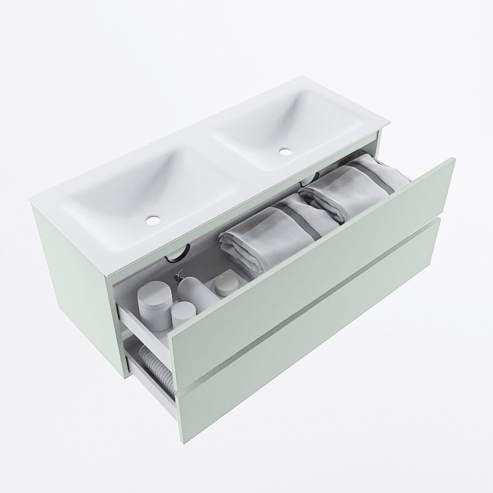 MONDIAZ VICA 120cm mueble de baño Greey 2 cajones. Lavabo CLOUD Doble 2 orificios, color Talc. 7 MONDIAZ VICA 120cm mueble de baño Greey 2 cajones. Lavabo CLOUD Doble 2 orificios, color Talc. - Imagen 7