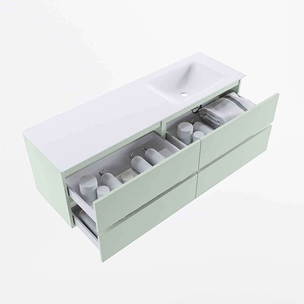 MONDIAZ VICA 150cm mueble de baño Greey 4 cajones. Lavabo CLOUD Derecho sin orificio, color Talc. 7 MONDIAZ VICA 150cm mueble de baño Greey 4 cajones. Lavabo CLOUD Derecho sin orificio, color Talc. - Imagen 7