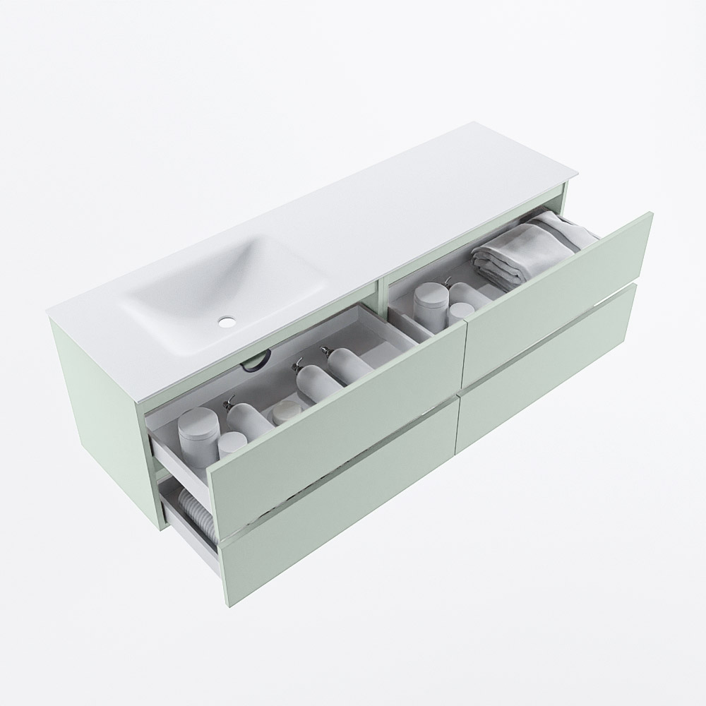 MONDIAZ VICA 160cm mueble de baño Greey 4 cajones. Lavabo CLOUD Izquierda 1 orificio, color Talc. 7 MONDIAZ VICA 160cm mueble de baño Greey 4 cajones. Lavabo CLOUD Izquierda 1 orificio, color Talc. - Imagen 7