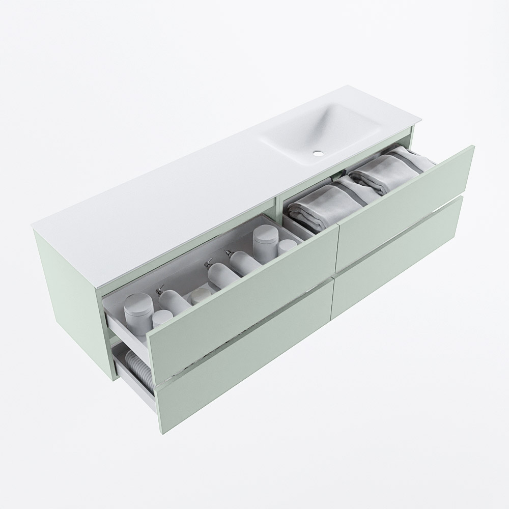 MONDIAZ VICA 170cm mueble de baño Greey 4 cajones. Lavabo CLOUD Derecho 1 orificio, color Talc. 7 MONDIAZ VICA 170cm mueble de baño Greey 4 cajones. Lavabo CLOUD Derecho 1 orificio, color Talc. - Imagen 7