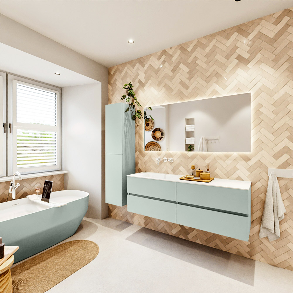 MONDIAZ VICA 150cm mueble de baño Greey 4 cajones. Lavabo CLOUD Izquierda sin orificio, color Talc. 4 MONDIAZ VICA 150cm mueble de baño Greey 4 cajones. Lavabo CLOUD Izquierda sin orificio, color Talc. - Imagen 4