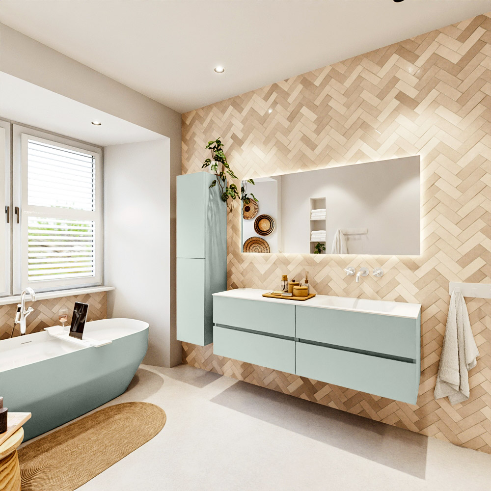 MONDIAZ VICA 150cm mueble de baño Greey 4 cajones. Lavabo CLOUD Derecho sin orificio, color Talc. 4 MONDIAZ VICA 150cm mueble de baño Greey 4 cajones. Lavabo CLOUD Derecho sin orificio, color Talc. - Imagen 4