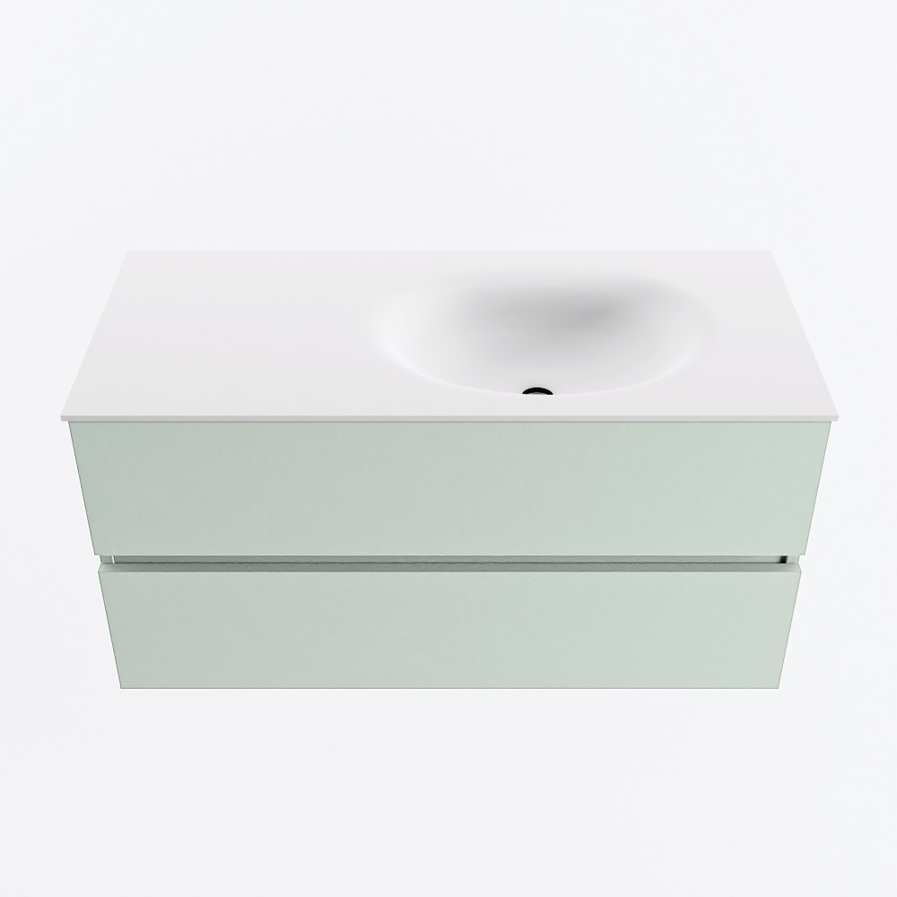 MONDIAZ VICA 100cm mueble de baño Greey 2 cajones. Lavabo MOON Derecho 1 orificio, color Talc. 5 MONDIAZ VICA 100cm mueble de baño Greey 2 cajones. Lavabo MOON Derecho 1 orificio, color Talc. - Imagen 5