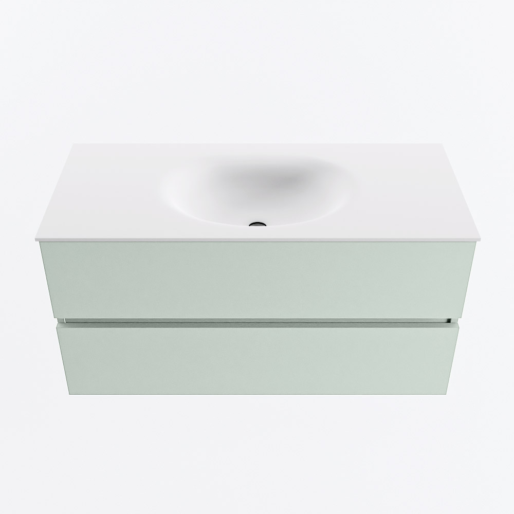 MONDIAZ VICA 100cm mueble de baño Greey 2 cajones. Lavabo MOON Centro sin orificio, color Talc. 5 MONDIAZ VICA 100cm mueble de baño Greey 2 cajones. Lavabo MOON Centro sin orificio, color Talc. - Imagen 5