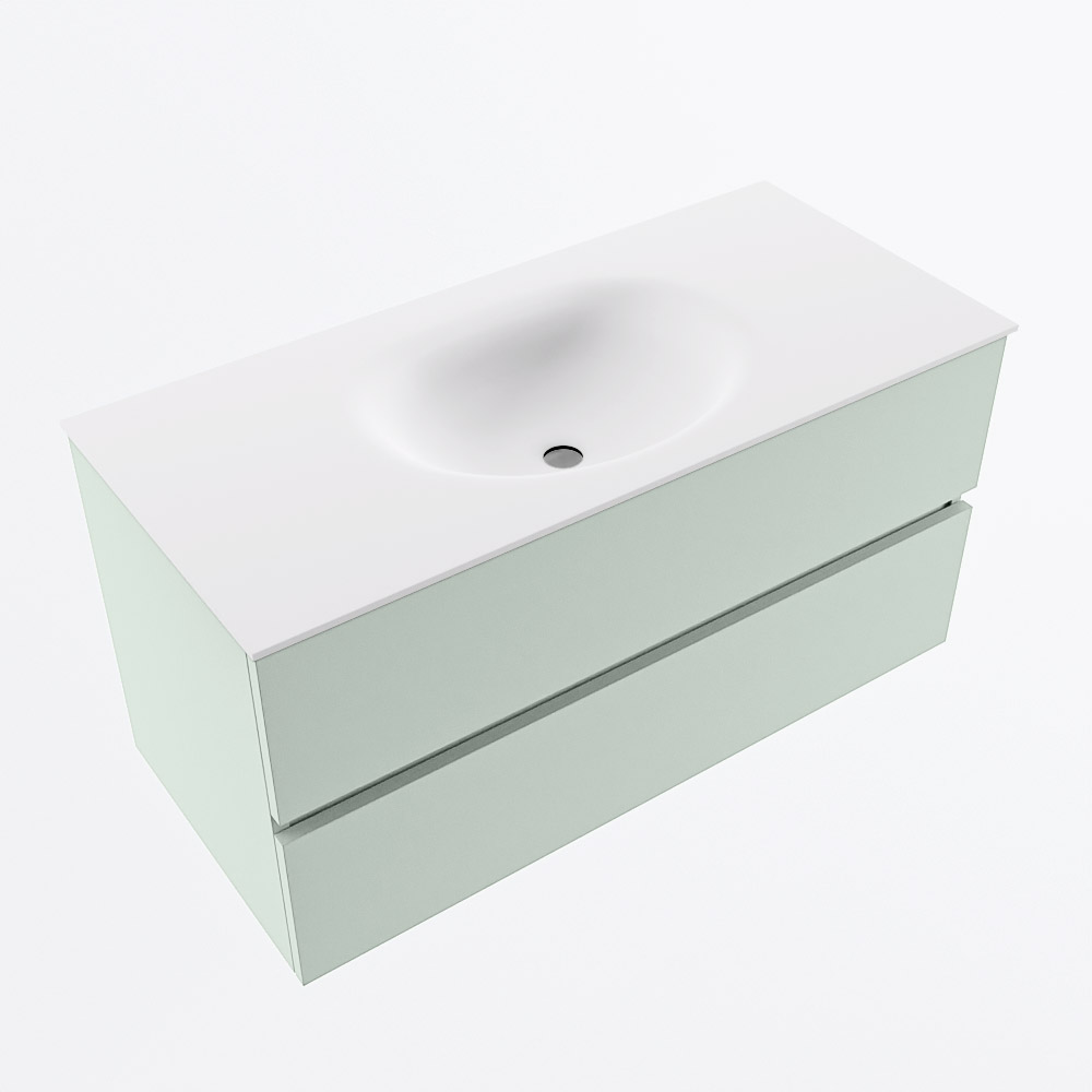 MONDIAZ VICA 100cm mueble de baño Greey 2 cajones. Lavabo MOON Centro sin orificio, color Talc. 6 MONDIAZ VICA 100cm mueble de baño Greey 2 cajones. Lavabo MOON Centro sin orificio, color Talc. - Imagen 6