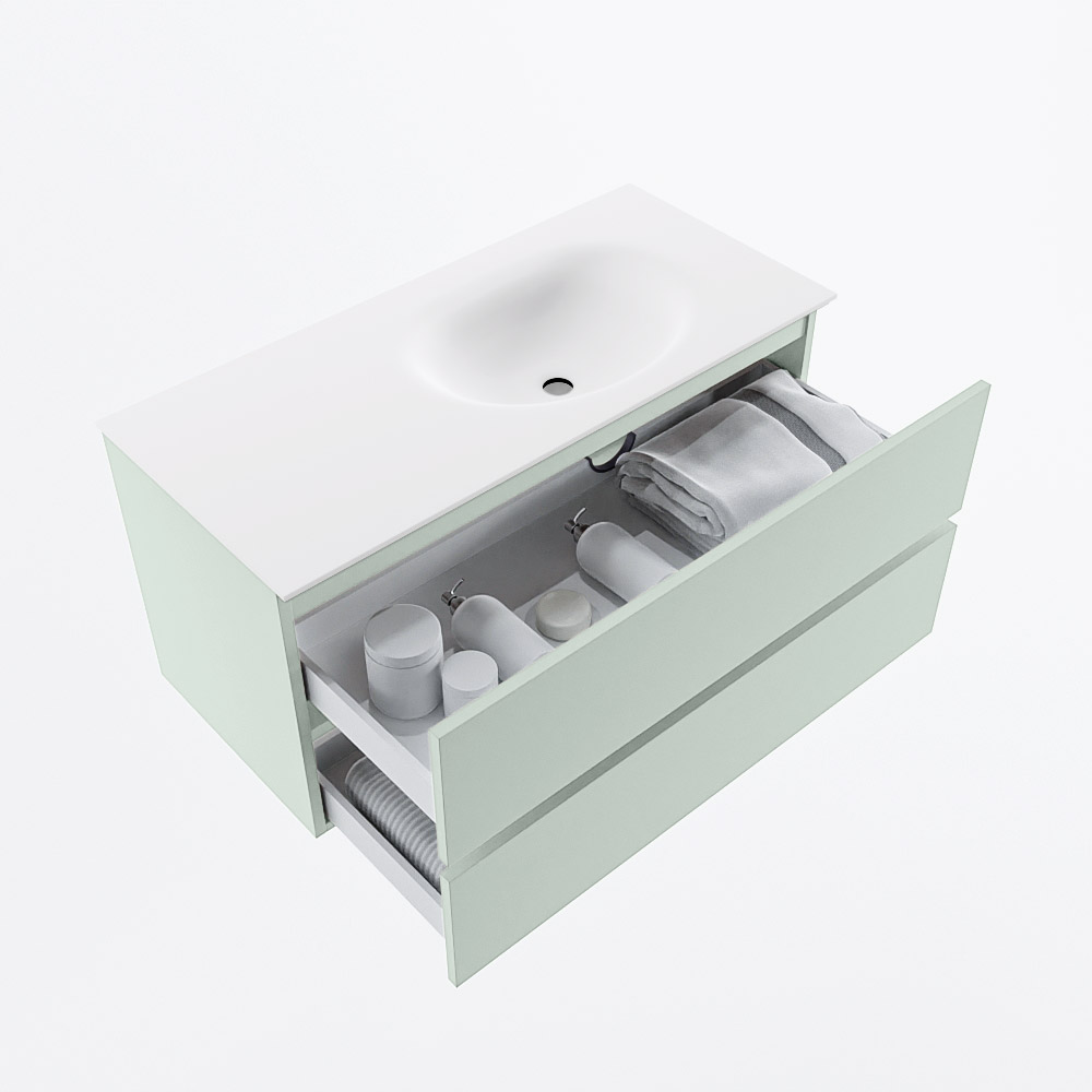 MONDIAZ VICA 100cm mueble de baño Greey 2 cajones. Lavabo MOON Derecho 1 orificio, color Talc. 7 MONDIAZ VICA 100cm mueble de baño Greey 2 cajones. Lavabo MOON Derecho 1 orificio, color Talc. - Imagen 7
