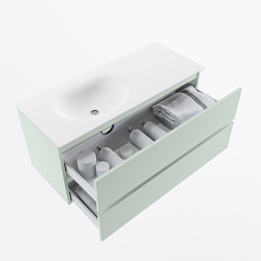MONDIAZ VICA 110cm mueble de baño Greey 2 cajones. Lavabo MOON Izquierda 1 orificio, color Talc. 7 MONDIAZ VICA 110cm mueble de baño Greey 2 cajones. Lavabo MOON Izquierda 1 orificio, color Talc. - Imagen 7