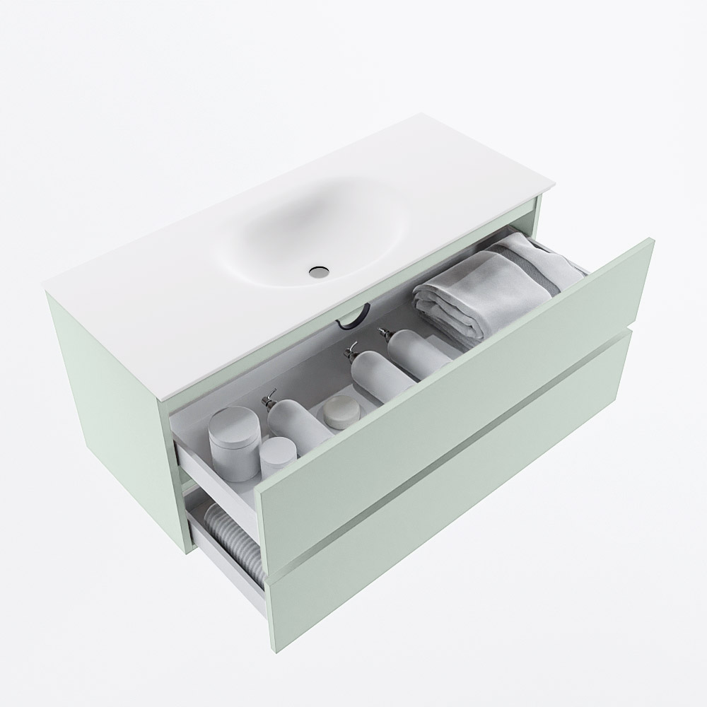 MONDIAZ VICA 110cm mueble de baño Greey 2 cajones. Lavabo MOON Centro sin orificio, color Talc. 7 MONDIAZ VICA 110cm mueble de baño Greey 2 cajones. Lavabo MOON Centro sin orificio, color Talc. - Imagen 7