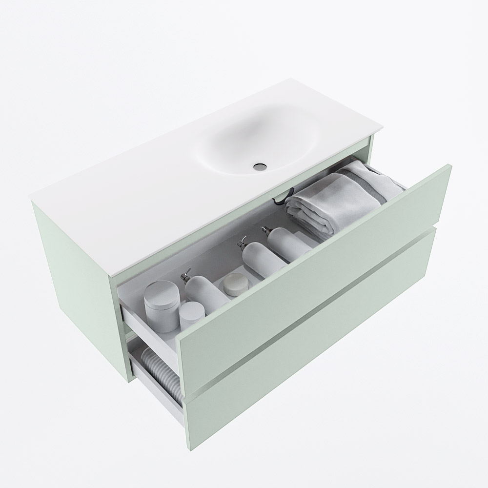 MONDIAZ VICA 110cm mueble de baño Greey 2 cajones. Lavabo MOON Derecho sin orificio, color Talc. 7 MONDIAZ VICA 110cm mueble de baño Greey 2 cajones. Lavabo MOON Derecho sin orificio, color Talc. - Imagen 7