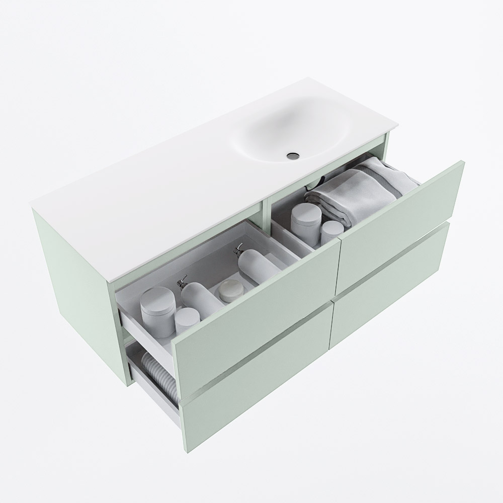 MONDIAZ VICA 120cm mueble de baño Greey 4 cajones. Lavabo MOON Derecho sin orificio, color Talc. 7 MONDIAZ VICA 120cm mueble de baño Greey 4 cajones. Lavabo MOON Derecho sin orificio, color Talc. - Imagen 7