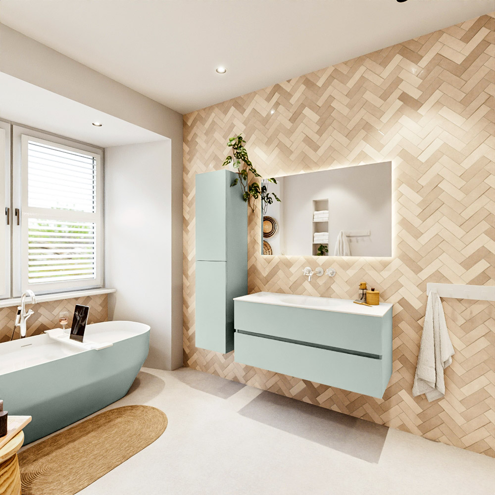 MONDIAZ VICA 110cm mueble de baño Greey 2 cajones. Lavabo MOON Centro sin orificio, color Talc. 4 MONDIAZ VICA 110cm mueble de baño Greey 2 cajones. Lavabo MOON Centro sin orificio, color Talc. - Imagen 4