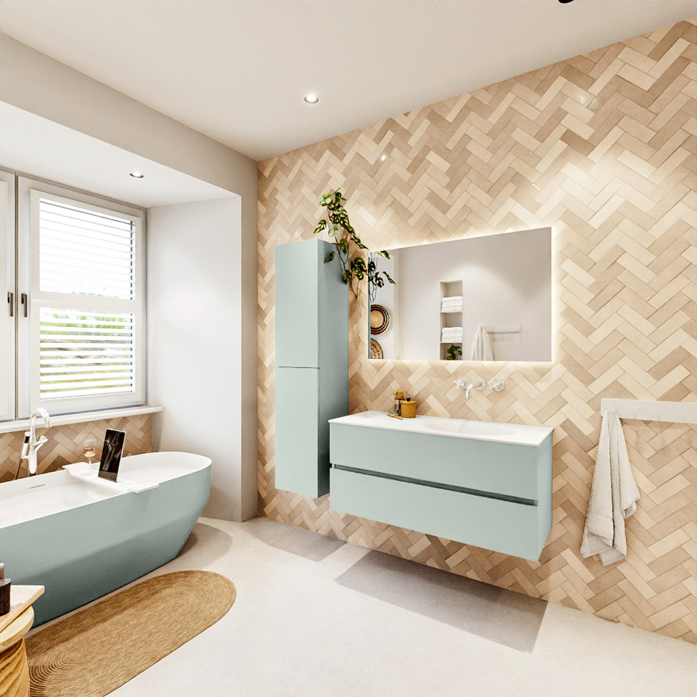 MONDIAZ VICA 110cm mueble de baño Greey 2 cajones. Lavabo MOON Derecho sin orificio, color Talc. 4 MONDIAZ VICA 110cm mueble de baño Greey 2 cajones. Lavabo MOON Derecho sin orificio, color Talc. - Imagen 4