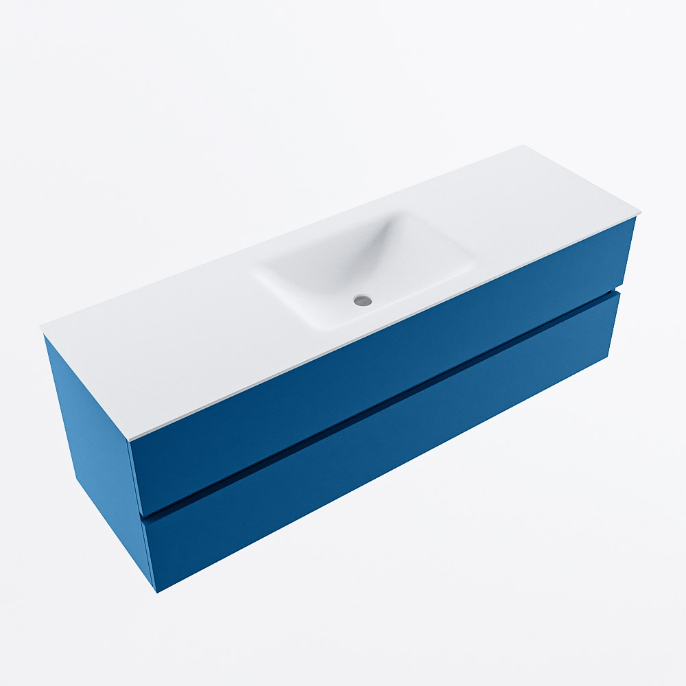 MONDIAZ VICA 150cm mueble de baño Jeans 2 cajones. Lavabo CLOUD Centro sin orificio, color Talc. 6 MONDIAZ VICA 150cm mueble de baño Jeans 2 cajones. Lavabo CLOUD Centro sin orificio, color Talc. - Imagen 6