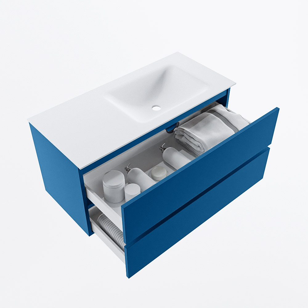 MONDIAZ VICA 100cm mueble de baño Jeans 2 cajones. Lavabo CLOUD Derecho sin orificio, color Talc. 7 MONDIAZ VICA 100cm mueble de baño Jeans 2 cajones. Lavabo CLOUD Derecho sin orificio, color Talc. - Imagen 7