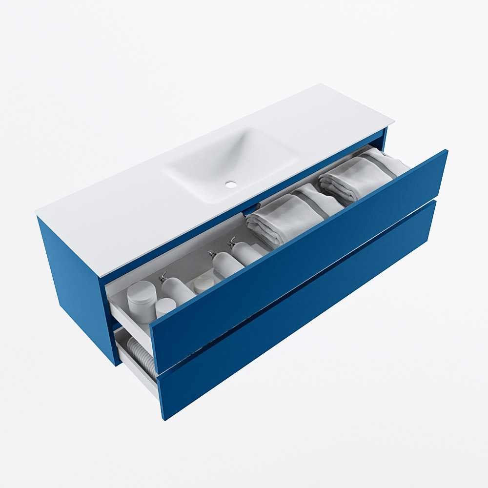 MONDIAZ VICA 150cm mueble de baño Jeans 2 cajones. Lavabo CLOUD Centro sin orificio, color Talc. 7 MONDIAZ VICA 150cm mueble de baño Jeans 2 cajones. Lavabo CLOUD Centro sin orificio, color Talc. - Imagen 7