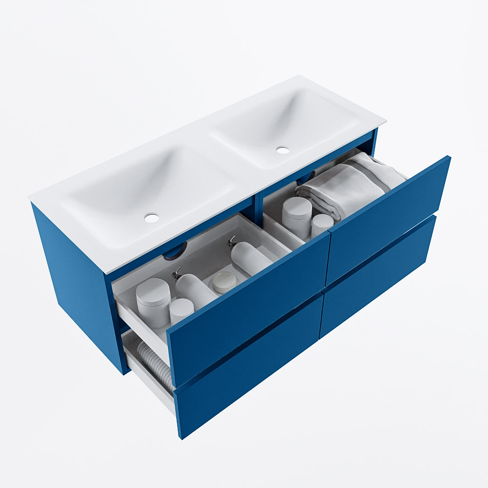 MONDIAZ VICA 120cm mueble de baño Jeans 4 cajones. Lavabo CLOUD Doble 2 orificios, color Talc. 7 MONDIAZ VICA 120cm mueble de baño Jeans 4 cajones. Lavabo CLOUD Doble 2 orificios, color Talc. - Imagen 7