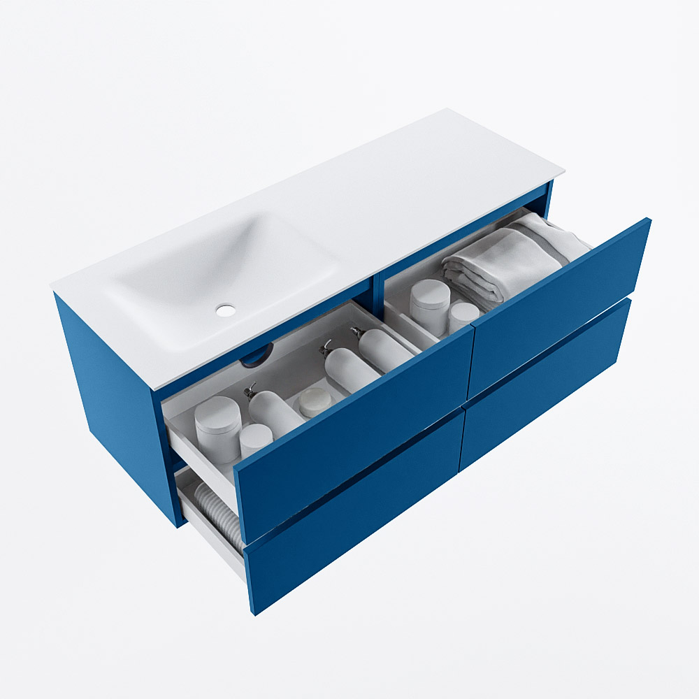 MONDIAZ VICA 130cm mueble de baño Jeans 4 cajones. Lavabo CLOUD Izquierda sin orificio, color Talc. 7 MONDIAZ VICA 130cm mueble de baño Jeans 4 cajones. Lavabo CLOUD Izquierda sin orificio, color Talc. - Imagen 7