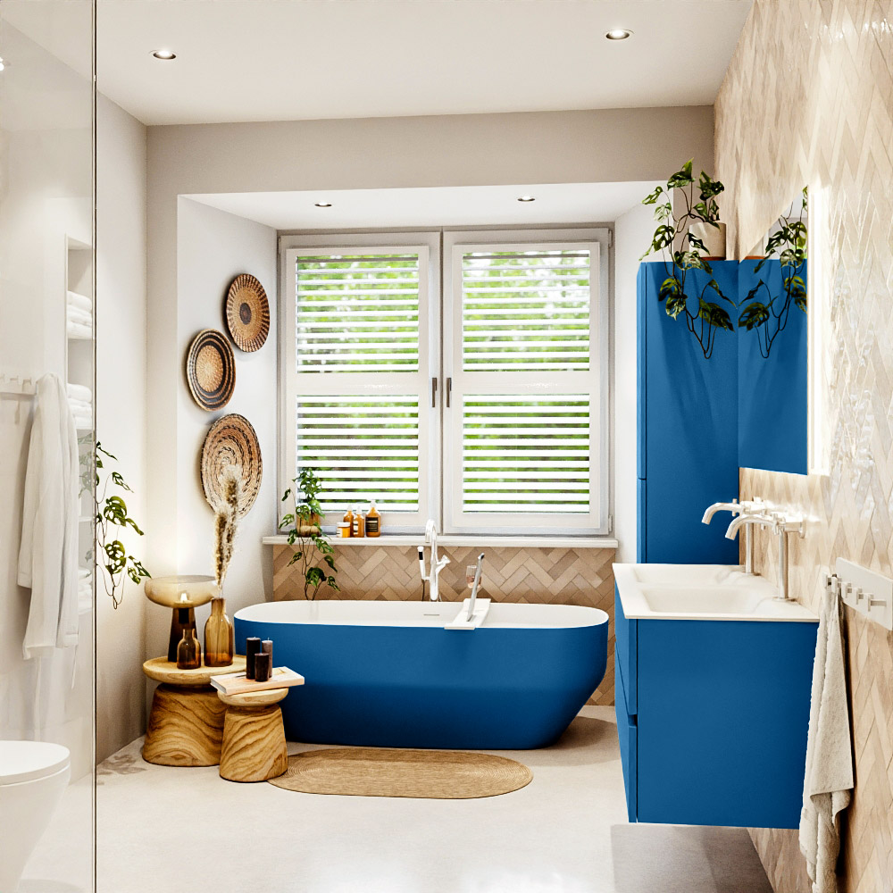 MONDIAZ VICA 120cm mueble de baño Jeans 2 cajones. Lavabo CLOUD Doble 2 orificios, color Talc. 3 MONDIAZ VICA 120cm mueble de baño Jeans 2 cajones. Lavabo CLOUD Doble 2 orificios, color Talc. - Imagen 3