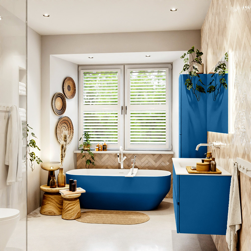 MONDIAZ VICA 130cm mueble de baño Jeans 2 cajones. Lavabo CLOUD Centro sin orificio, color Talc. 3 MONDIAZ VICA 130cm mueble de baño Jeans 2 cajones. Lavabo CLOUD Centro sin orificio, color Talc. - Imagen 3
