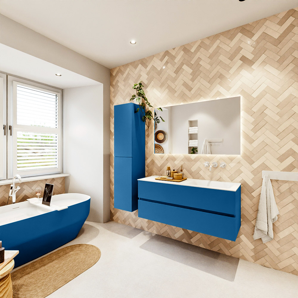 MONDIAZ VICA 120cm mueble de baño Jeans 2 cajones. Lavabo CLOUD Derecho sin orificio, color Talc. 4 MONDIAZ VICA 120cm mueble de baño Jeans 2 cajones. Lavabo CLOUD Derecho sin orificio, color Talc. - Imagen 4