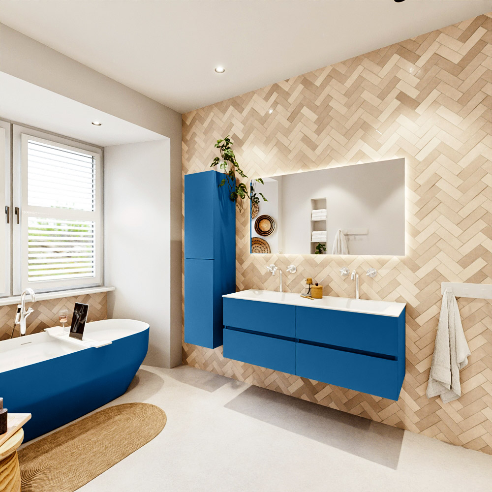 MONDIAZ VICA 130cm mueble de baño Jeans 4 cajones. Lavabo CLOUD Doble 2 orificios, color Talc. 4 MONDIAZ VICA 130cm mueble de baño Jeans 4 cajones. Lavabo CLOUD Doble 2 orificios, color Talc. - Imagen 4