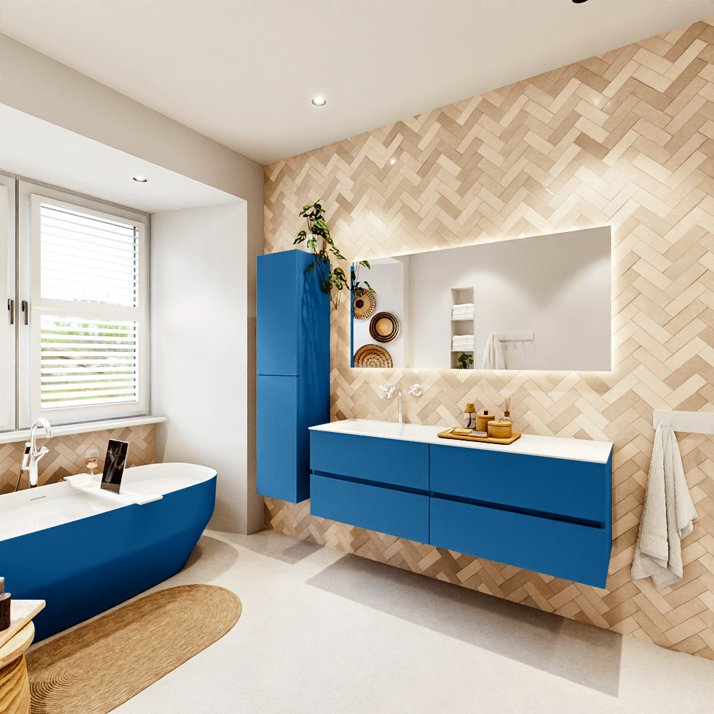 MONDIAZ VICA 150cm mueble de baño Jeans 4 cajones. Lavabo CLOUD Izquierda 1 orificio, color Talc. 4 MONDIAZ VICA 150cm mueble de baño Jeans 4 cajones. Lavabo CLOUD Izquierda 1 orificio, color Talc. - Imagen 4