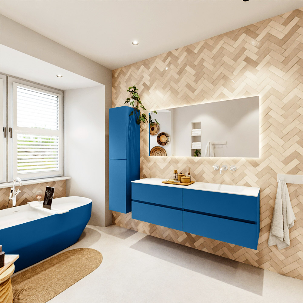 MONDIAZ VICA 150cm mueble de baño Jeans 4 cajones. Lavabo CLOUD Derecho sin orificio, color Talc. 4 MONDIAZ VICA 150cm mueble de baño Jeans 4 cajones. Lavabo CLOUD Derecho sin orificio, color Talc. - Imagen 4