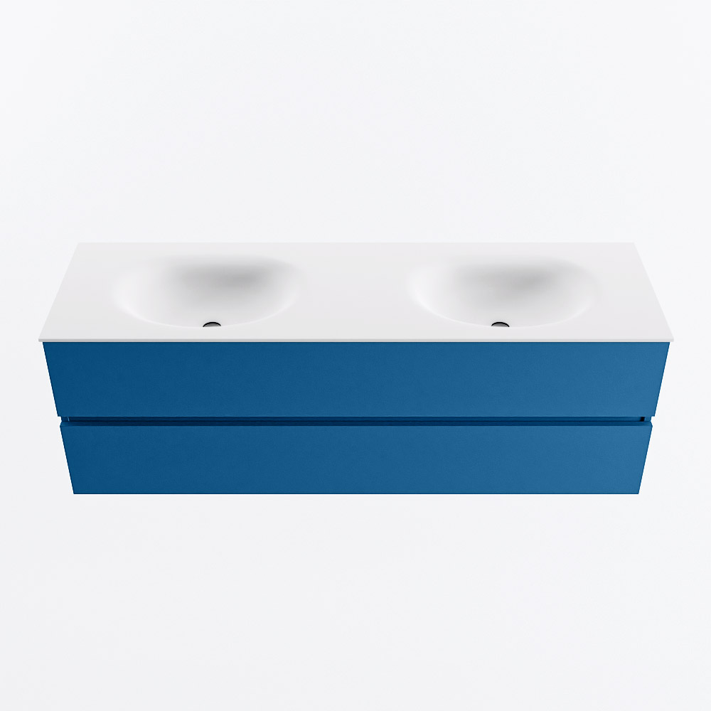 MONDIAZ VICA 150cm mueble de baño Jeans 2 cajones. Lavabo MOON Doble 2 orificios, color Talc. 5 MONDIAZ VICA 150cm mueble de baño Jeans 2 cajones. Lavabo MOON Doble 2 orificios, color Talc. - Imagen 5
