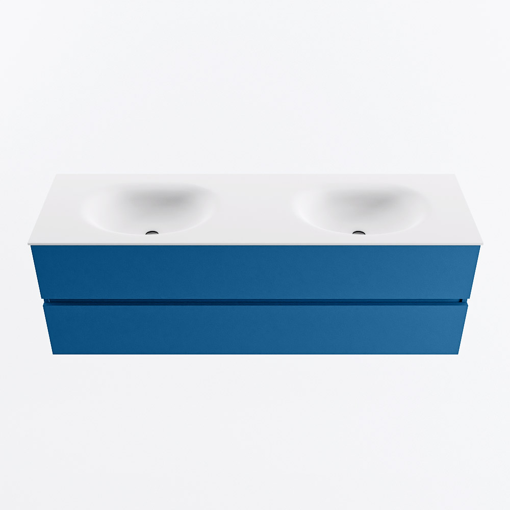 MONDIAZ VICA 150cm mueble de baño Jeans 2 cajones. Lavabo MOON Doble sin orificio, color Talc. 5 MONDIAZ VICA 150cm mueble de baño Jeans 2 cajones. Lavabo MOON Doble sin orificio, color Talc. - Imagen 5