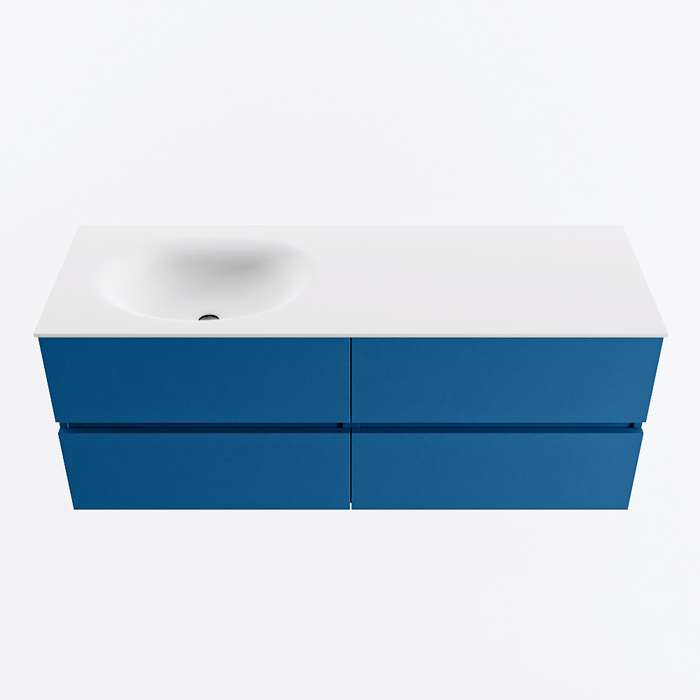 MONDIAZ VICA 130cm mueble de baño Jeans 4 cajones. Lavabo MOON Izquierda sin orificio, color Talc. 5 MONDIAZ VICA 130cm mueble de baño Jeans 4 cajones. Lavabo MOON Izquierda sin orificio, color Talc. - Imagen 5