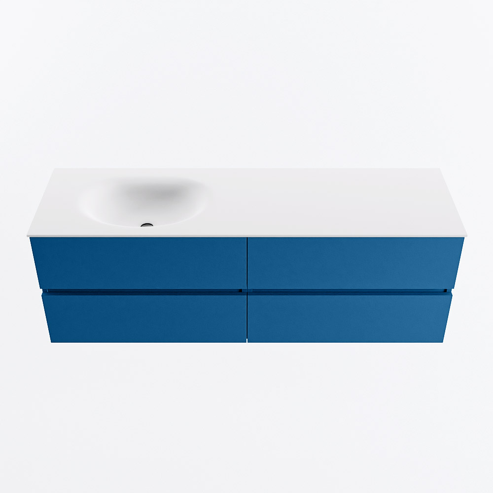 MONDIAZ VICA 150cm mueble de baño Jeans 4 cajones. Lavabo MOON Izquierda sin orificio, color Talc. 5 MONDIAZ VICA 150cm mueble de baño Jeans 4 cajones. Lavabo MOON Izquierda sin orificio, color Talc. - Imagen 5