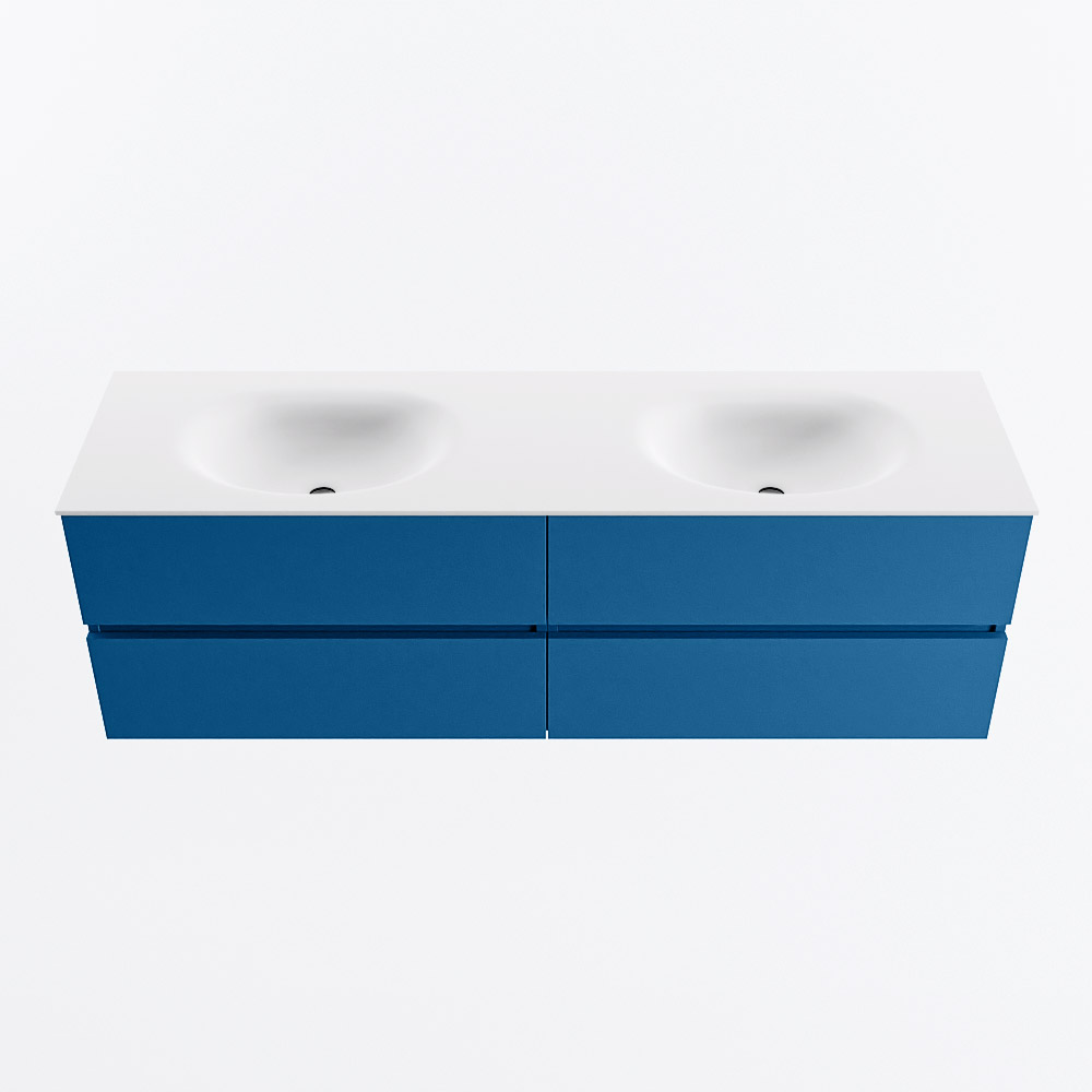MONDIAZ VICA 160cm mueble de baño Jeans 4 cajones. Lavabo MOON Doble 2 orificios, color Talc. 5 MONDIAZ VICA 160cm mueble de baño Jeans 4 cajones. Lavabo MOON Doble 2 orificios, color Talc. - Imagen 5