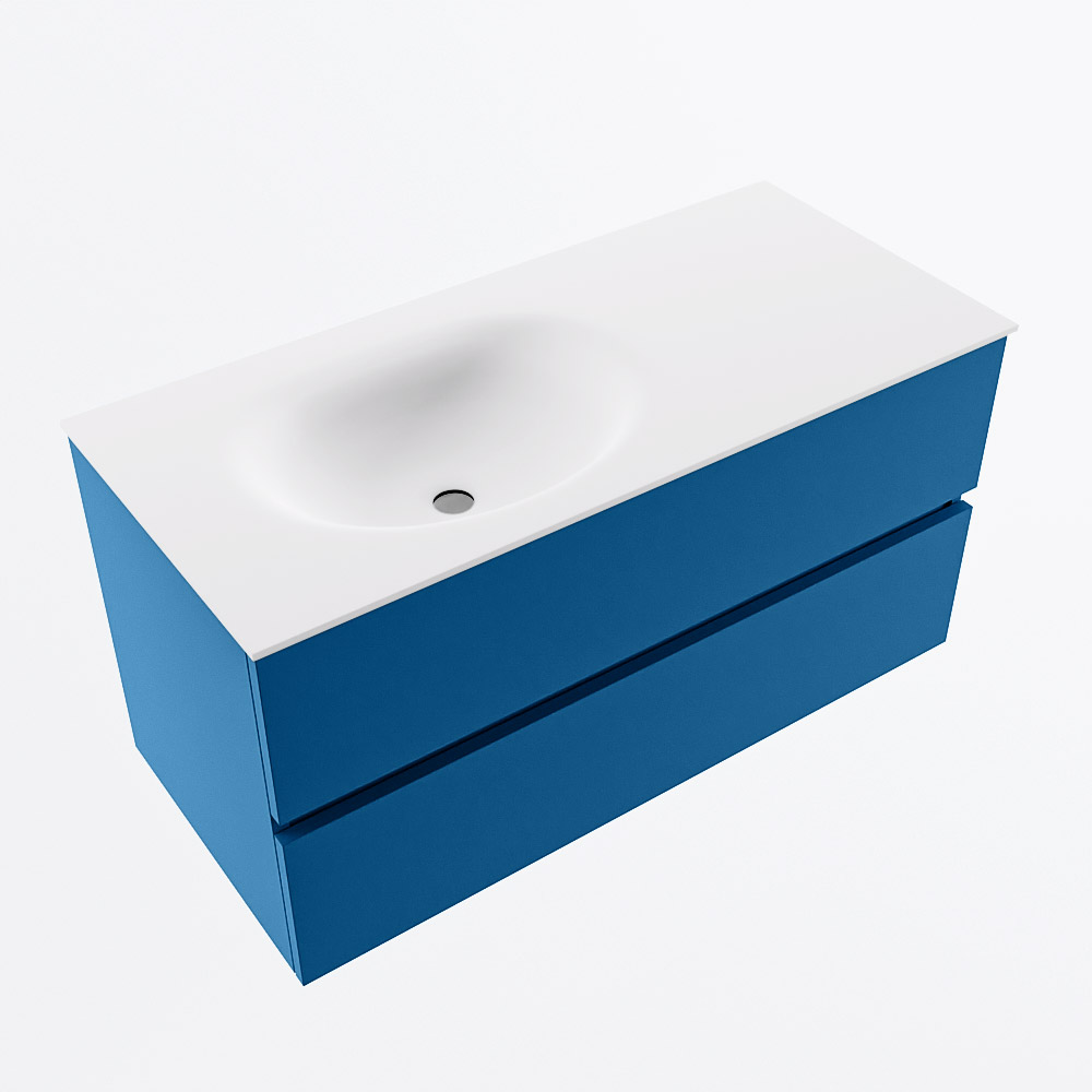 MONDIAZ VICA 100cm mueble de baño Jeans 2 cajones. Lavabo MOON Izquierda 1 orificio, color Talc. 6 MONDIAZ VICA 100cm mueble de baño Jeans 2 cajones. Lavabo MOON Izquierda 1 orificio, color Talc. - Imagen 6