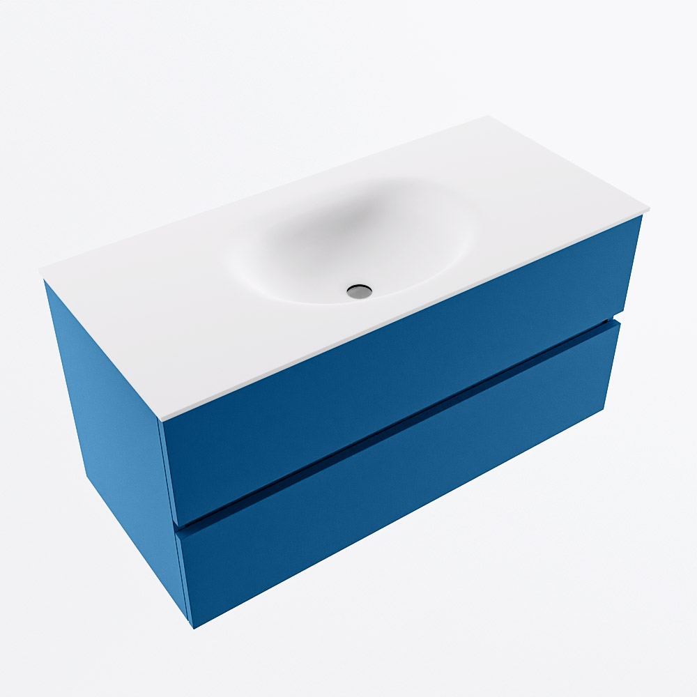 MONDIAZ VICA 100cm mueble de baño Jeans 2 cajones. Lavabo MOON Centro sin orificio, color Talc. 6 MONDIAZ VICA 100cm mueble de baño Jeans 2 cajones. Lavabo MOON Centro sin orificio, color Talc. - Imagen 6