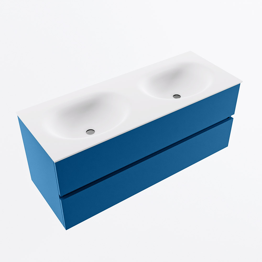 MONDIAZ VICA 120cm mueble de baño Jeans 2 cajones. Lavabo MOON Doble 2 orificios, color Talc. 6 MONDIAZ VICA 120cm mueble de baño Jeans 2 cajones. Lavabo MOON Doble 2 orificios, color Talc. - Imagen 6