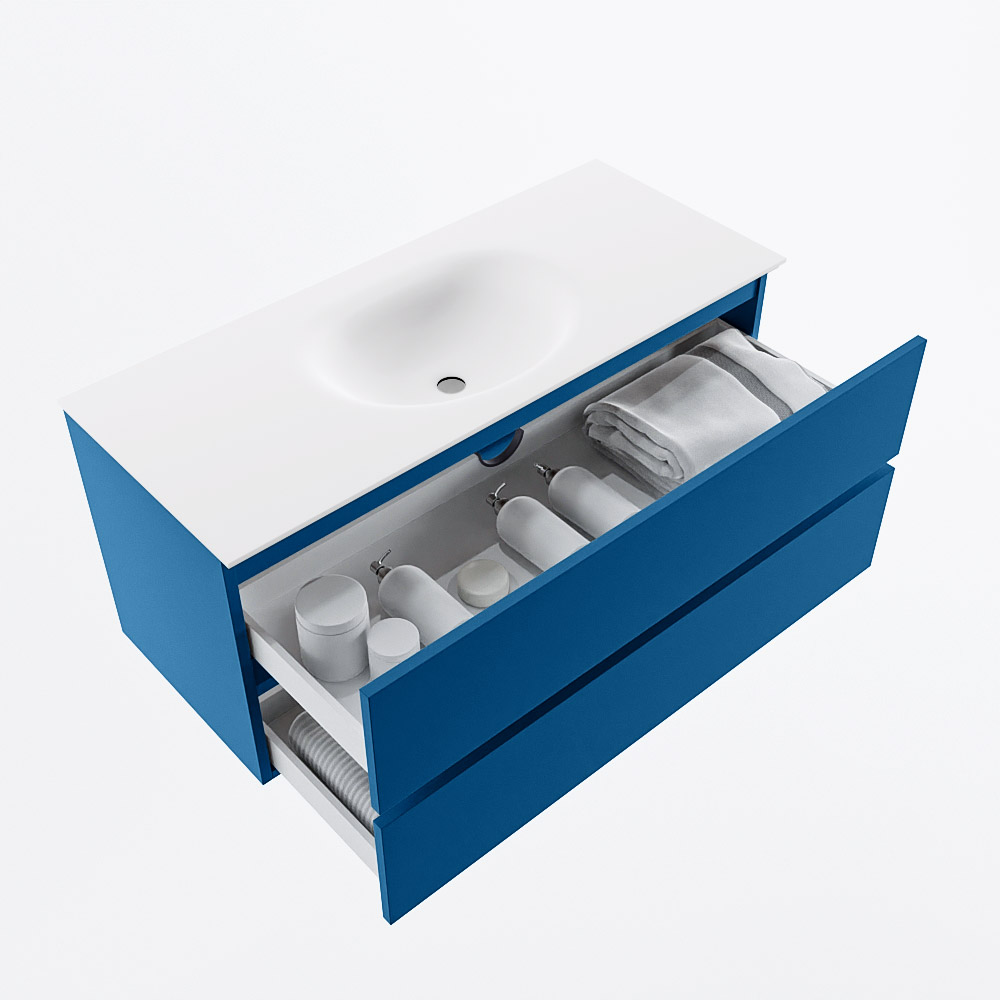 MONDIAZ VICA 110cm mueble de baño Jeans 2 cajones. Lavabo MOON Centro sin orificio, color Talc. 7 MONDIAZ VICA 110cm mueble de baño Jeans 2 cajones. Lavabo MOON Centro sin orificio, color Talc. - Imagen 7
