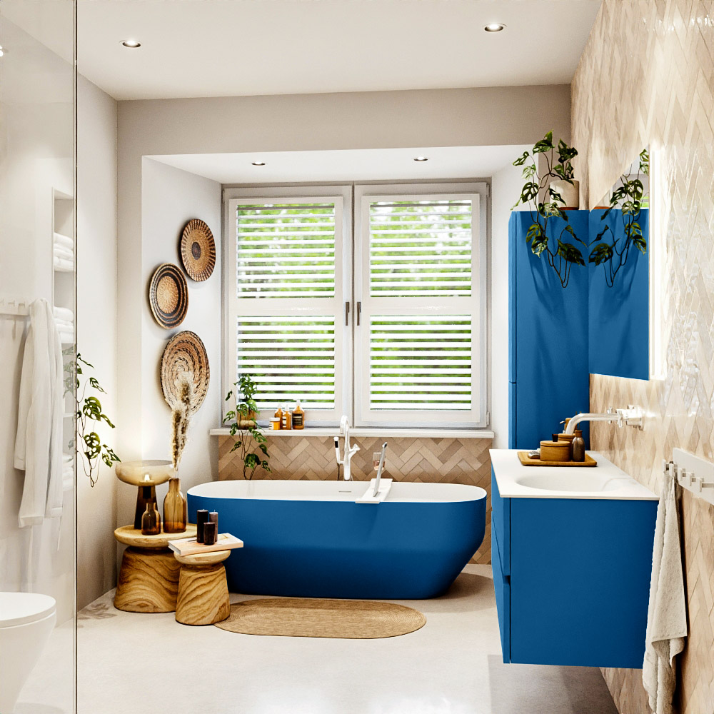 MONDIAZ VICA 130cm mueble de baño Jeans 2 cajones. Lavabo MOON Derecho sin orificio, color Talc. 3 MONDIAZ VICA 130cm mueble de baño Jeans 2 cajones. Lavabo MOON Derecho sin orificio, color Talc. - Imagen 3
