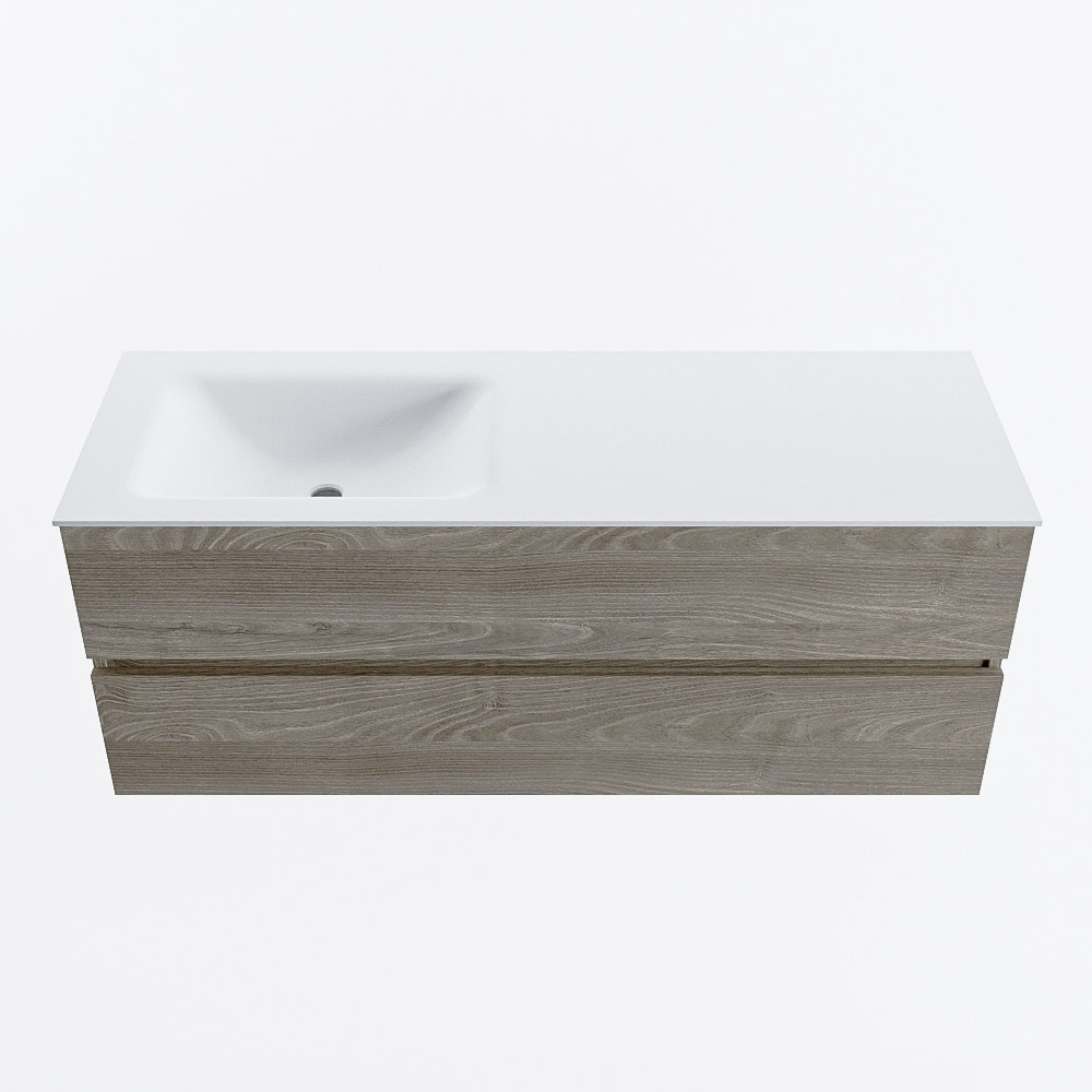 MONDIAZ VICA 130cm mueble de baño Light Brown Grey 2 cajones. Lavabo CLOUD Izquierda sin orificio, color Talc. 5 MONDIAZ VICA 130cm mueble de baño Light Brown Grey 2 cajones. Lavabo CLOUD Izquierda sin orificio, color Talc. - Imagen 5