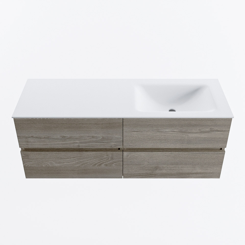 MONDIAZ VICA 130cm mueble de baño Light Brown Grey 4 cajones. Lavabo CLOUD Derecho sin orificio, color Talc. 5 MONDIAZ VICA 130cm mueble de baño Light Brown Grey 4 cajones. Lavabo CLOUD Derecho sin orificio, color Talc. - Imagen 5