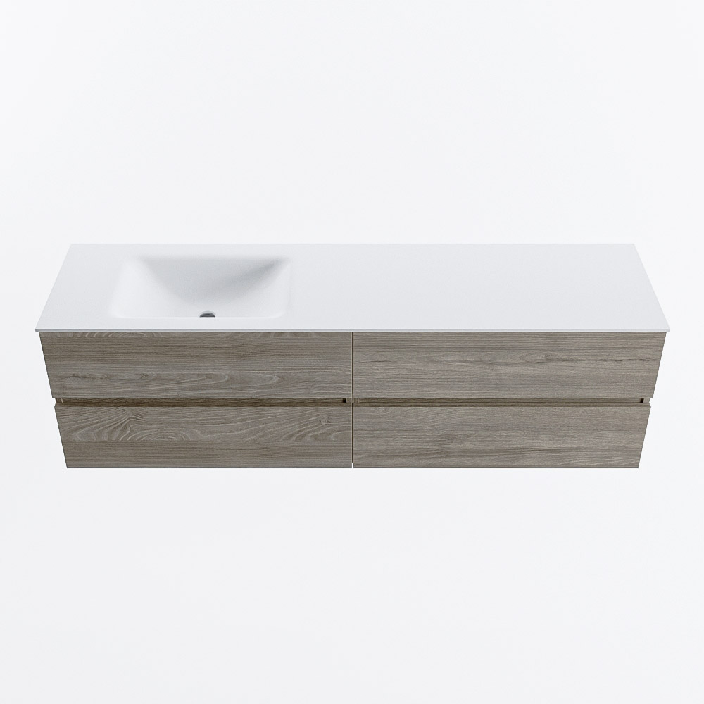 MONDIAZ VICA 170cm mueble de baño Light Brown Grey 4 cajones. Lavabo CLOUD Izquierda sin orificio, color Talc. 5 MONDIAZ VICA 170cm mueble de baño Light Brown Grey 4 cajones. Lavabo CLOUD Izquierda sin orificio, color Talc. - Imagen 5