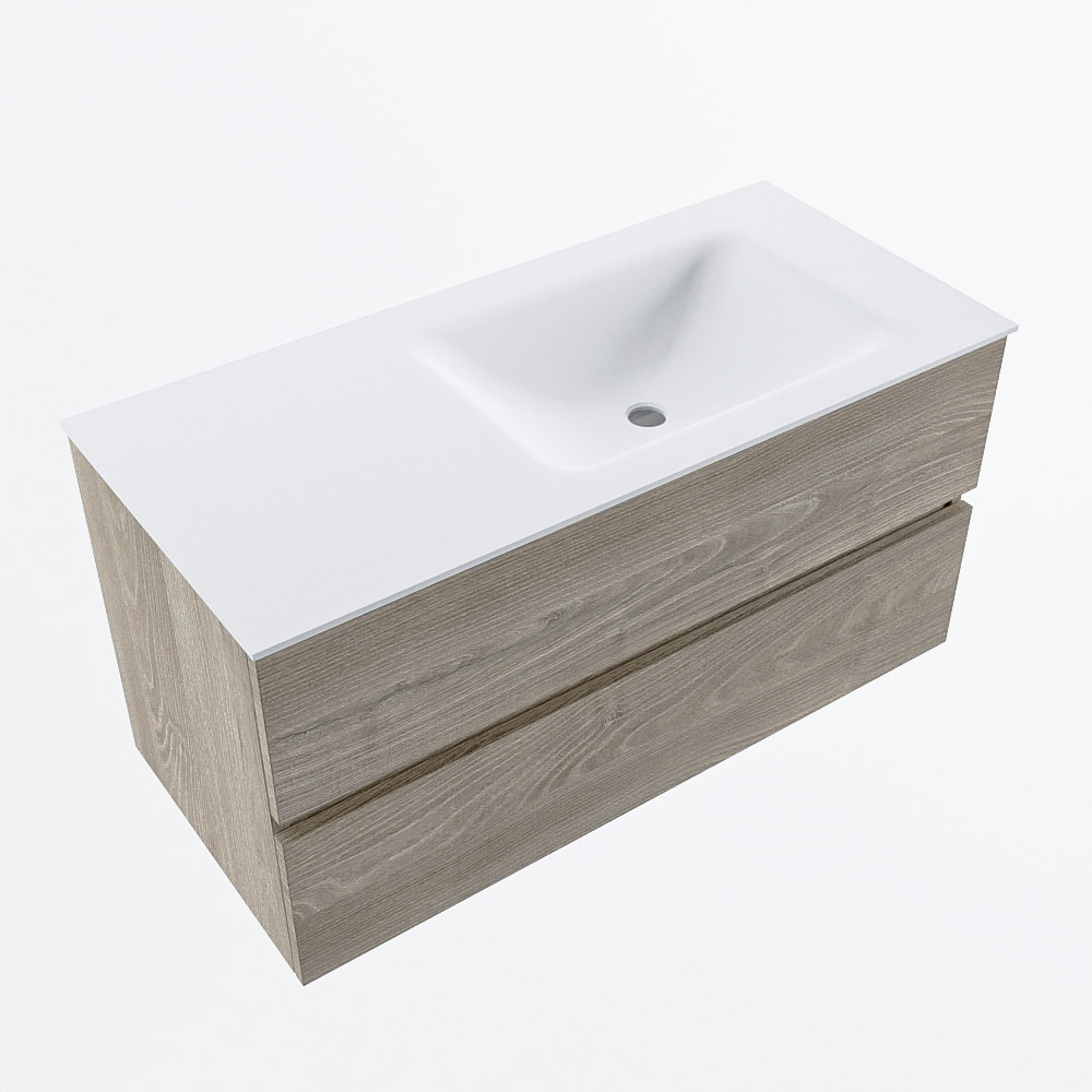MONDIAZ VICA 100cm mueble de baño Light Brown Grey 2 cajones. Lavabo CLOUD Derecho 1 orificio, color Talc. 6 MONDIAZ VICA 100cm mueble de baño Light Brown Grey 2 cajones. Lavabo CLOUD Derecho 1 orificio, color Talc. - Imagen 6