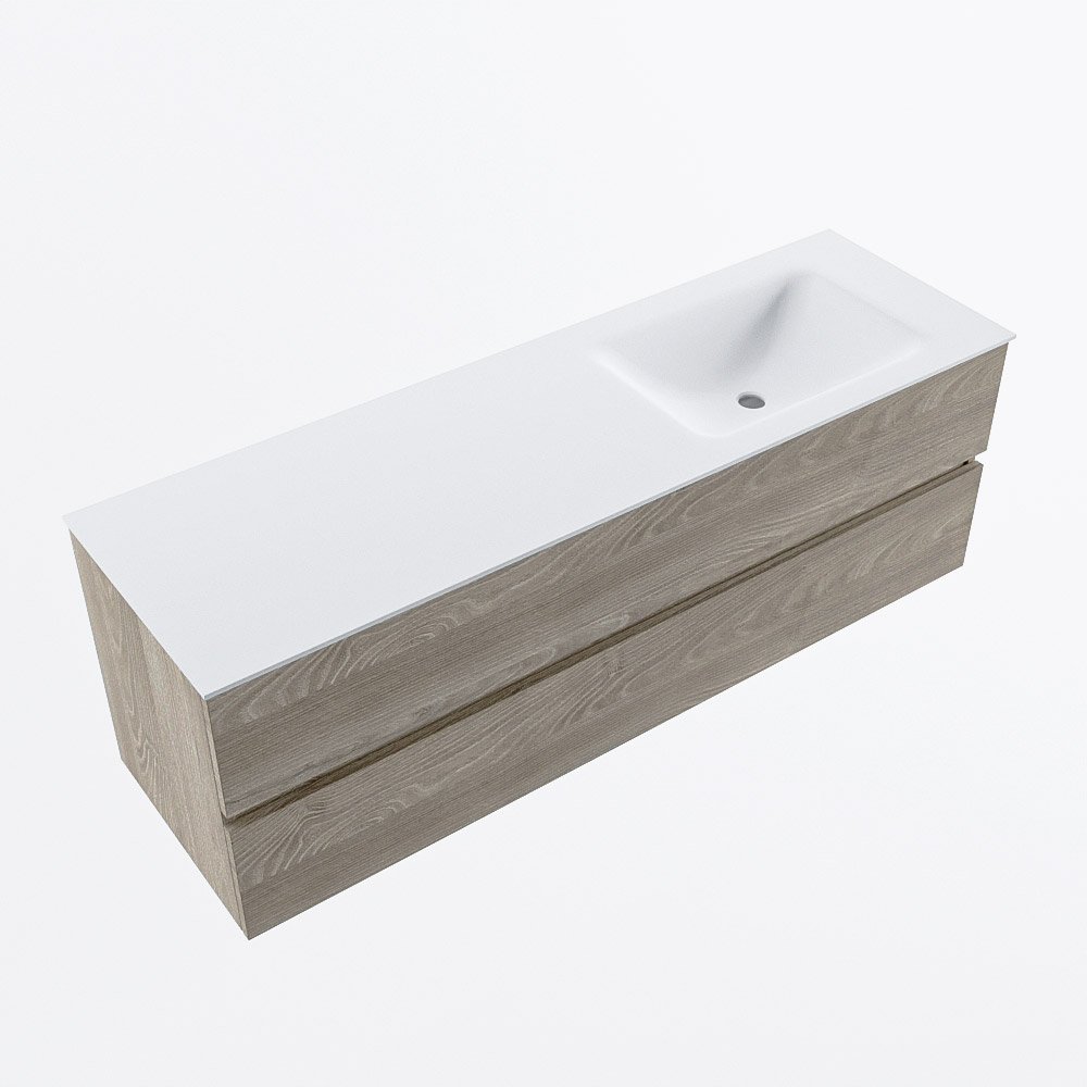 MONDIAZ VICA 150cm mueble de baño Light Brown Grey 2 cajones. Lavabo CLOUD Derecho sin orificio, color Talc. 6 MONDIAZ VICA 150cm mueble de baño Light Brown Grey 2 cajones. Lavabo CLOUD Derecho sin orificio, color Talc. - Imagen 6