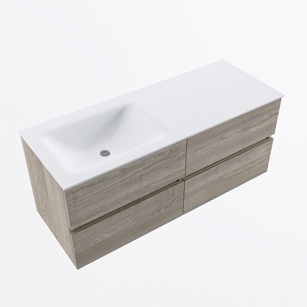 MONDIAZ VICA 120cm mueble de baño Light Brown Grey 4 cajones. Lavabo CLOUD Izquierda 1 orificio, color Talc. 6 MONDIAZ VICA 120cm mueble de baño Light Brown Grey 4 cajones. Lavabo CLOUD Izquierda 1 orificio, color Talc. - Imagen 6