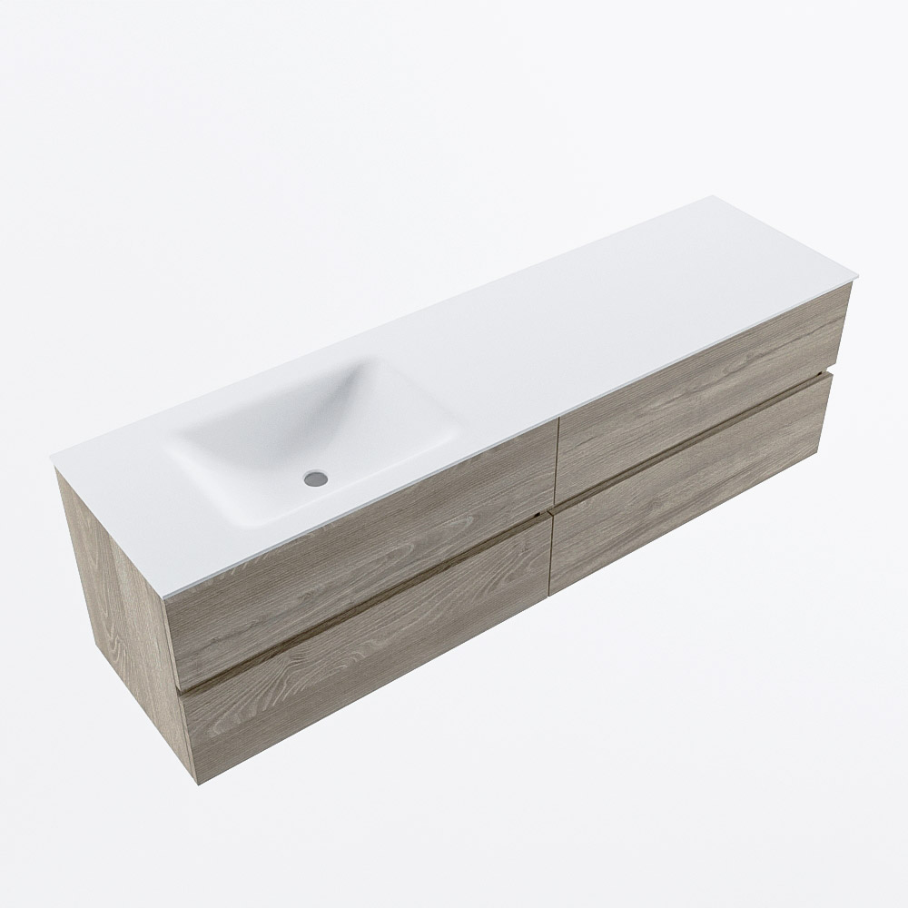 MONDIAZ VICA 170cm mueble de baño Light Brown Grey 4 cajones. Lavabo CLOUD Izquierda sin orificio, color Talc. 6 MONDIAZ VICA 170cm mueble de baño Light Brown Grey 4 cajones. Lavabo CLOUD Izquierda sin orificio, color Talc. - Imagen 6