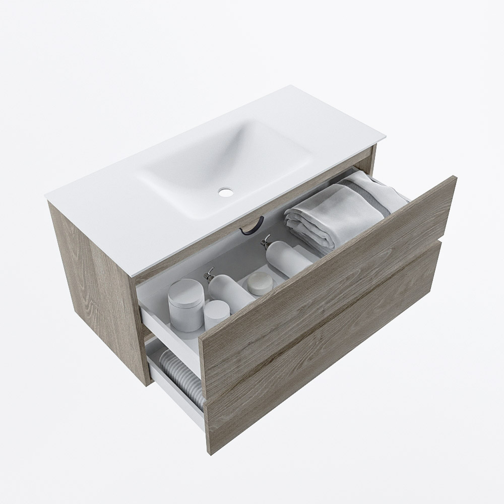 MONDIAZ VICA 100cm mueble de baño Light Brown Grey 2 cajones. Lavabo CLOUD Centro 1 orificio, color Talc. 7 MONDIAZ VICA 100cm mueble de baño Light Brown Grey 2 cajones. Lavabo CLOUD Centro 1 orificio, color Talc. - Imagen 7