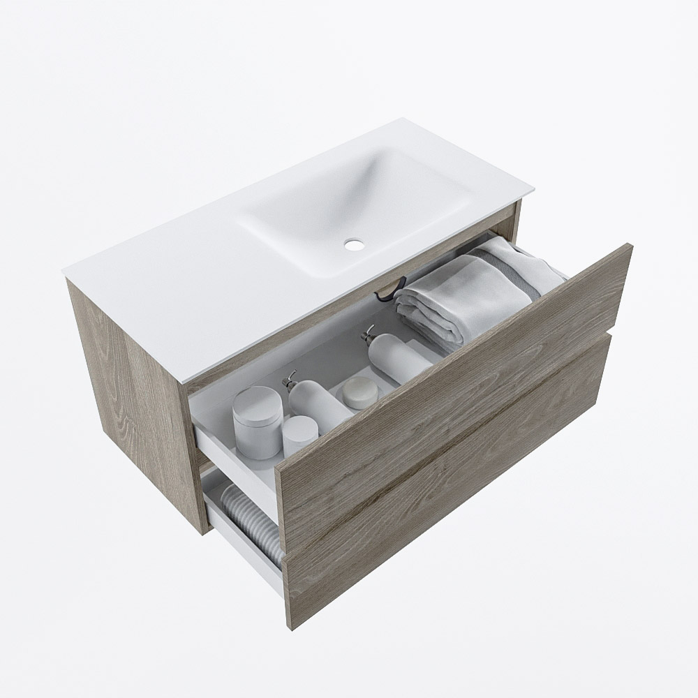 MONDIAZ VICA 100cm mueble de baño Light Brown Grey 2 cajones. Lavabo CLOUD Derecho sin orificio, color Talc. 7 MONDIAZ VICA 100cm mueble de baño Light Brown Grey 2 cajones. Lavabo CLOUD Derecho sin orificio, color Talc. - Imagen 7