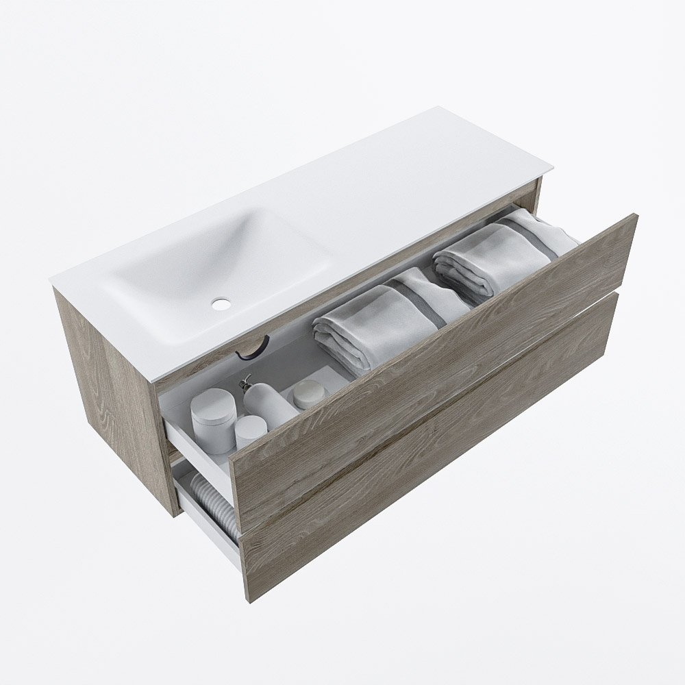 MONDIAZ VICA 130cm mueble de baño Light Brown Grey 2 cajones. Lavabo CLOUD Izquierda sin orificio, color Talc. 7 MONDIAZ VICA 130cm mueble de baño Light Brown Grey 2 cajones. Lavabo CLOUD Izquierda sin orificio, color Talc. - Imagen 7