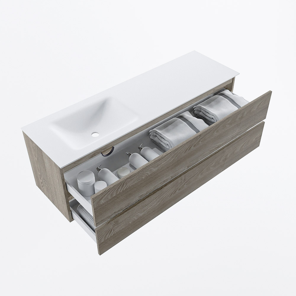 MONDIAZ VICA 150cm mueble de baño Light Brown Grey 2 cajones. Lavabo CLOUD Izquierda 1 orificio, color Talc. 7 MONDIAZ VICA 150cm mueble de baño Light Brown Grey 2 cajones. Lavabo CLOUD Izquierda 1 orificio, color Talc. - Imagen 7
