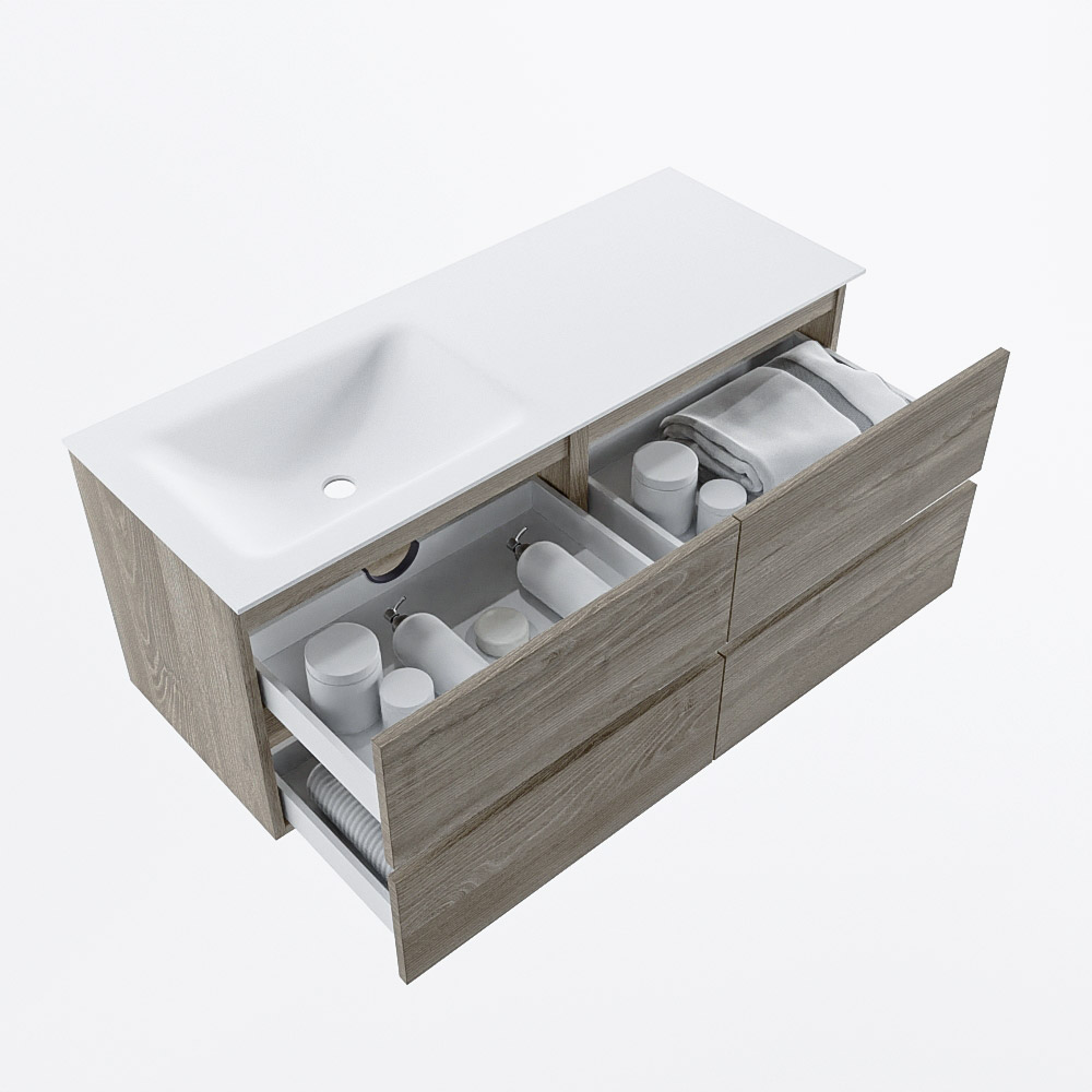 MONDIAZ VICA 120cm mueble de baño Light Brown Grey 4 cajones. Lavabo CLOUD Izquierda 1 orificio, color Talc. 7 MONDIAZ VICA 120cm mueble de baño Light Brown Grey 4 cajones. Lavabo CLOUD Izquierda 1 orificio, color Talc. - Imagen 7