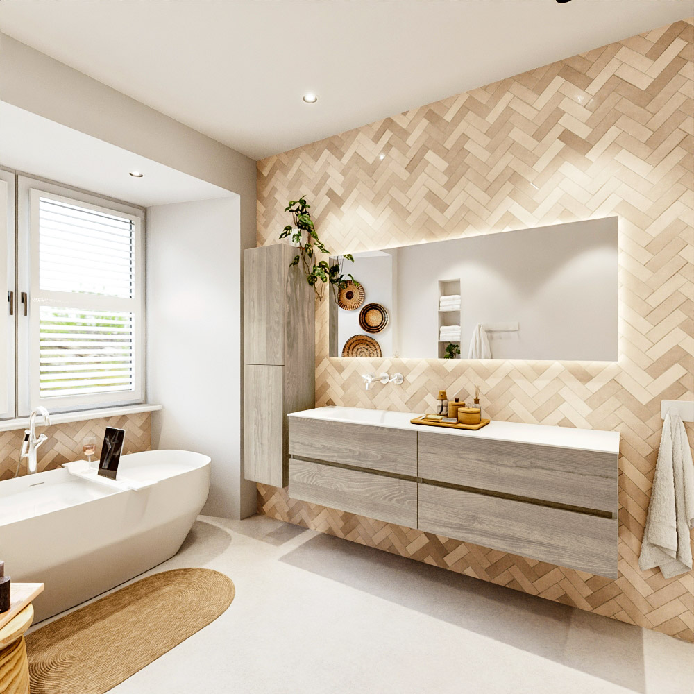 MONDIAZ VICA 170cm mueble de baño Light Brown Grey 4 cajones. Lavabo CLOUD Izquierda sin orificio, color Talc. 4 MONDIAZ VICA 170cm mueble de baño Light Brown Grey 4 cajones. Lavabo CLOUD Izquierda sin orificio, color Talc. - Imagen 4